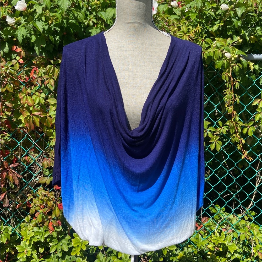 Young Fabulous & Broke blue and white ombré draped top Small